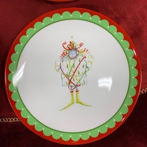 NEW 8.25” Krinkles Christmas dessert plate CATS!  Listing for ONE Cat plate.